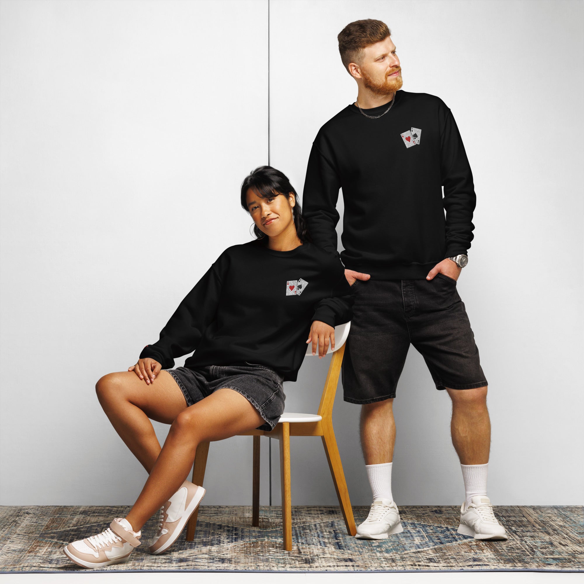Crew neck sweatshirt - AYF Silks stealie (lg back print) + Cards logo ...