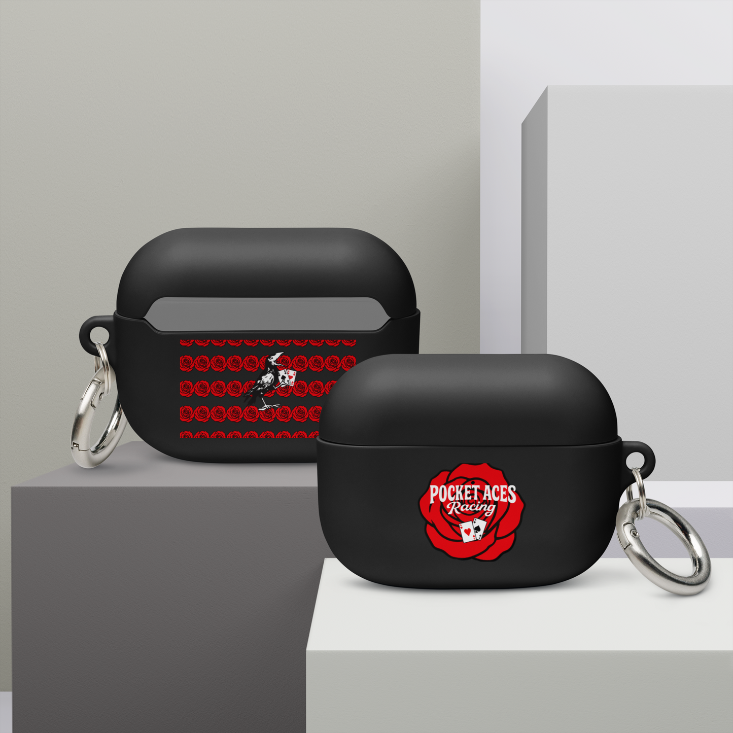 Rubber Case for AirPods® - Rose and Cards w/ Text + Rook Crow over Roses