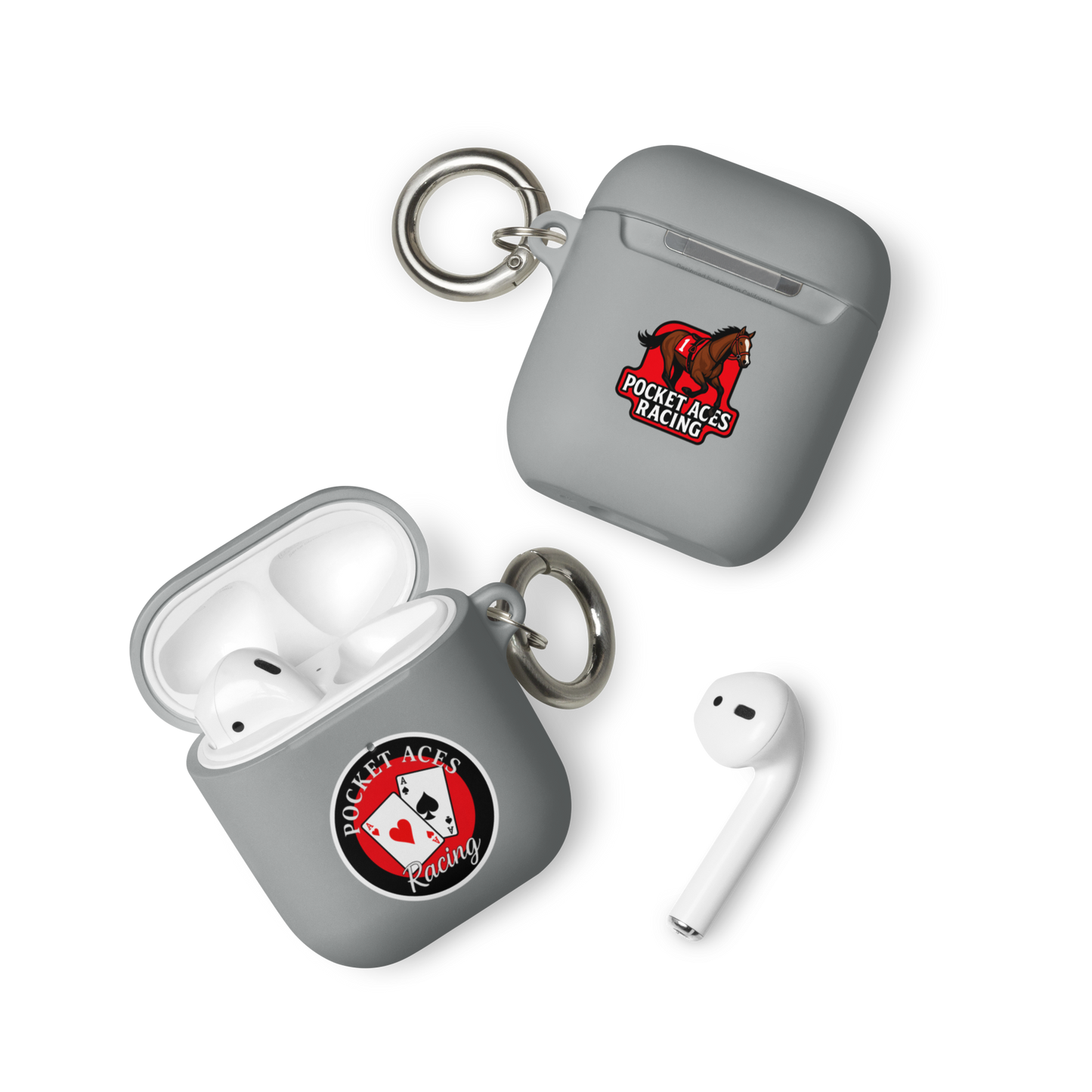 Rubber Case for AirPods® - Framed Cards logo + Horse in Tack logo