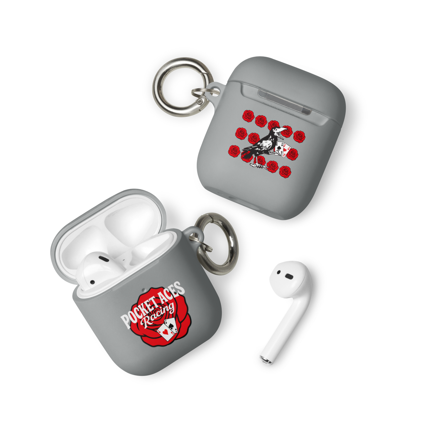 Rubber Case for AirPods® - Rose and Cards w/ Text + Rook Crow over Roses