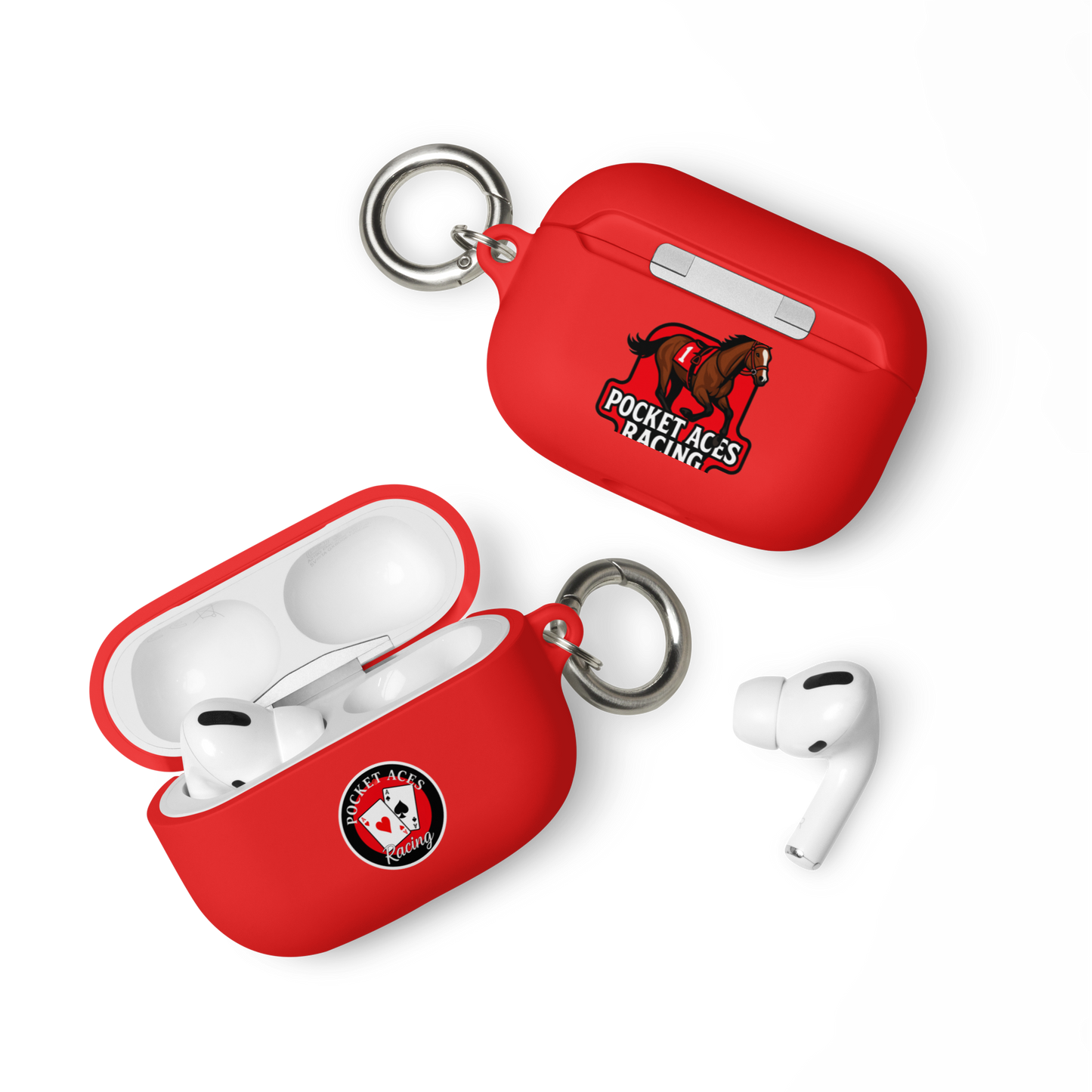 Rubber Case for AirPods® - Framed Cards logo + Horse in Tack logo