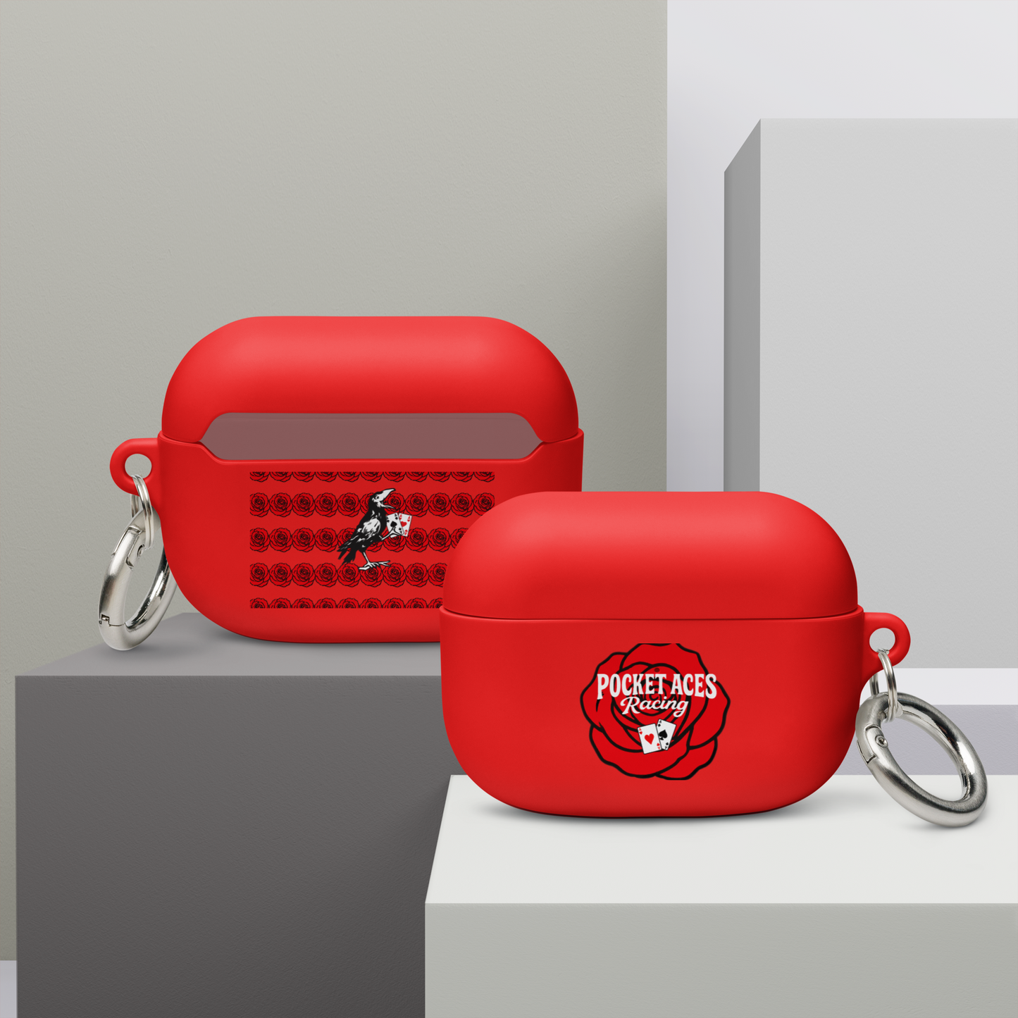 Rubber Case for AirPods® - Rose and Cards w/ Text + Rook Crow over Roses
