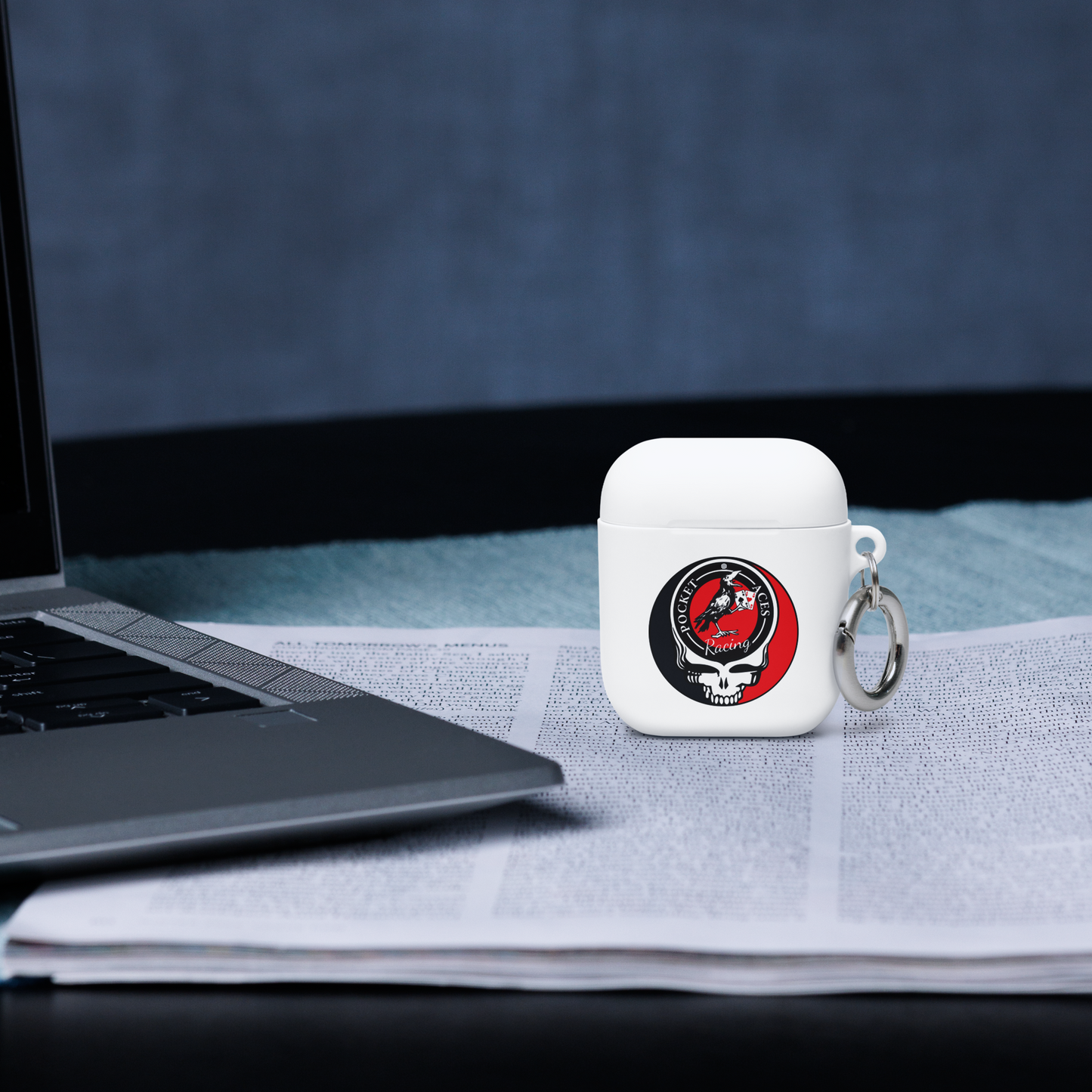 Rubber Case for AirPods® - Ace Your Face (Rook Stealie) + Rook Crow over Roses