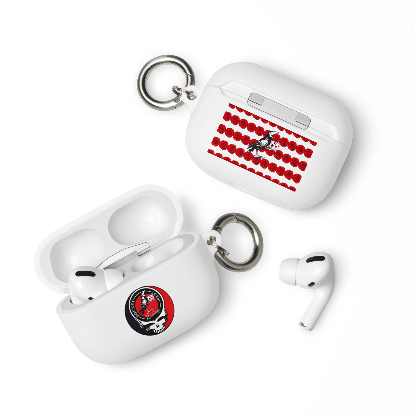 Rubber Case for AirPods® - Ace Your Face (Rook Stealie) + Rook Crow over Roses