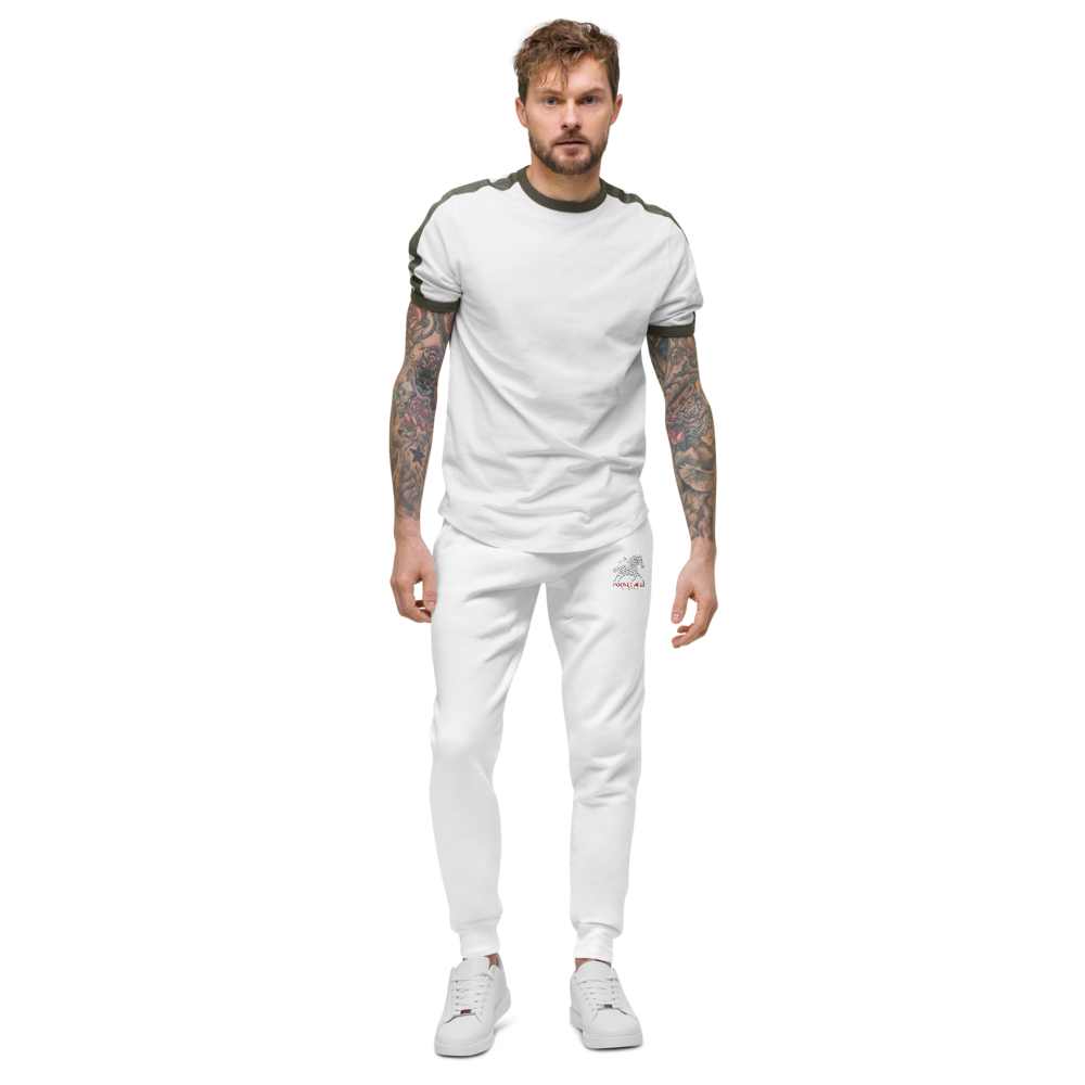 Unisex fleece sweatpants - Embroidered white sunset bay